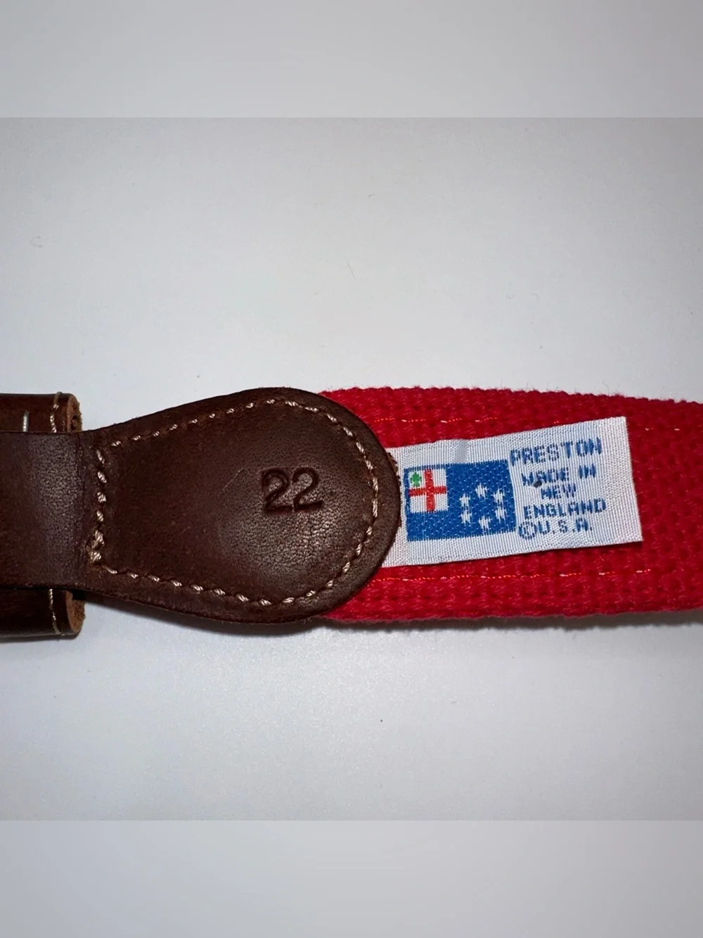 Preston Leather Fishing Lures Belt Solid Brass Buckle Kids Size 22 Made in USA